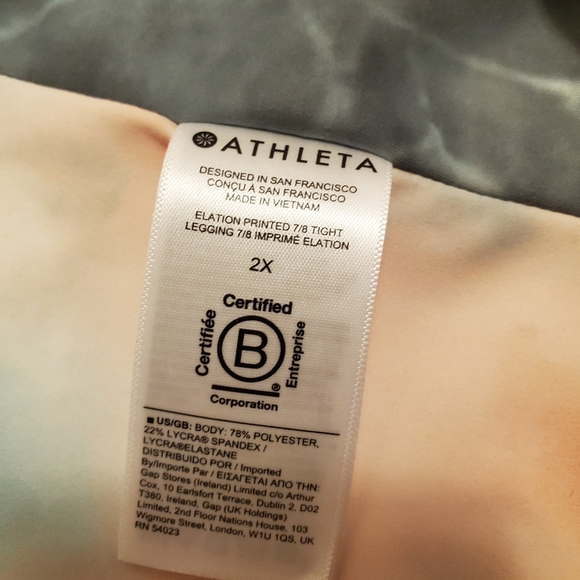 NWT Athleta Elation Printed 7/8 tight. Tie dye. Marine. White, blue, orange. 2X. - Picture 5 of 10
